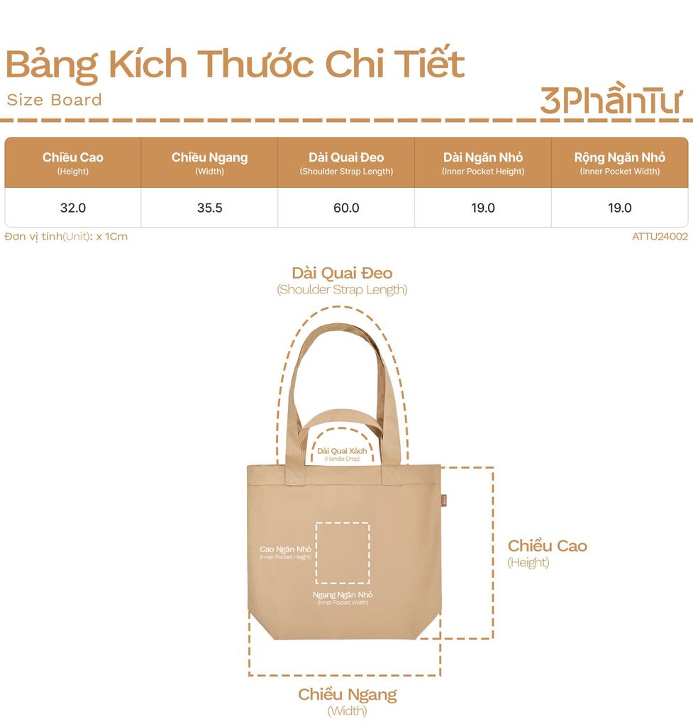 Túi Tote Mini 3PhầnTư - ATTU24002