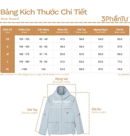 Áo Khoác Đa Năng Có Mũ Vải Taslan - OCJM24002