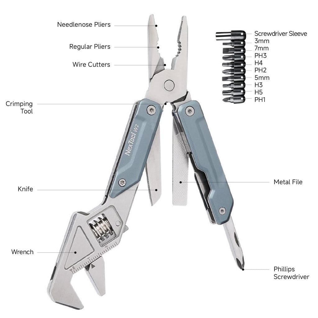 Nextool W20 Walker cờ lê mỏ lết xếp gọn kiêm kềm, dao, 8 chức năng