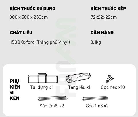 Lều trung tâm (lều tăng) cho 10-20 người BLACKDOG CBD2450WS046