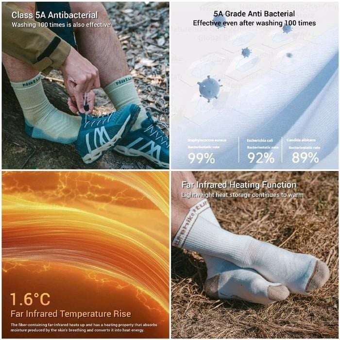 Vớ Trekking giữ ấm len lông cừu Naturehike CYY2541FS011