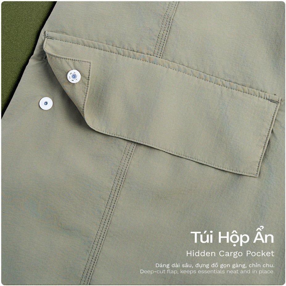 Quần Dài Cargo Túi Hộp Vải Taslan - BCGM24001