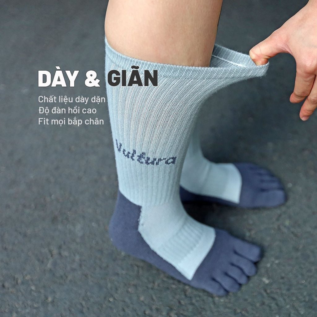 Vớ Trekking 5 ngón chân Coolmax cổ cao Vultura 5-toe socks VTR-SC2501