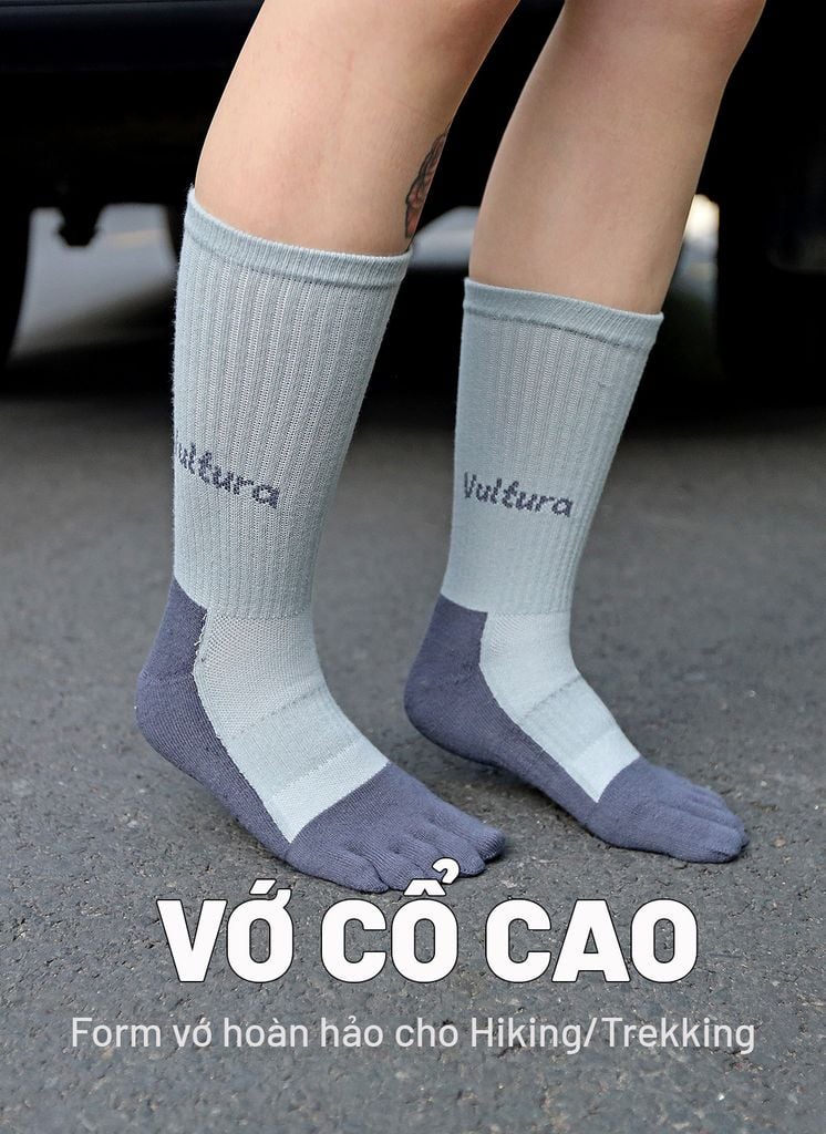 Vớ Trekking 5 ngón chân Coolmax cổ cao Vultura 5-toe socks VTR-SC2501