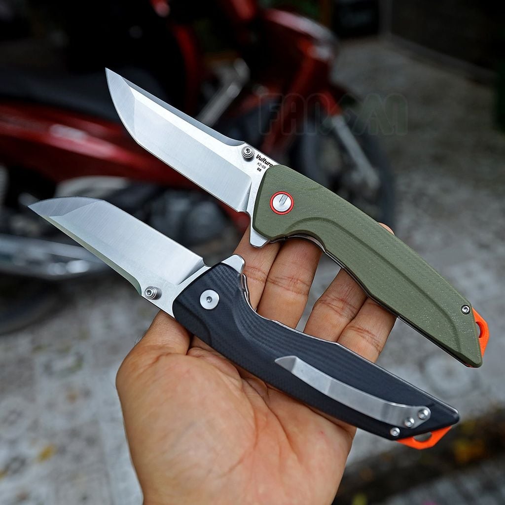 Vultura KZ-09 Kestrel Dao xếp EDC thép D2, ốp G10, lưỡi Tanto