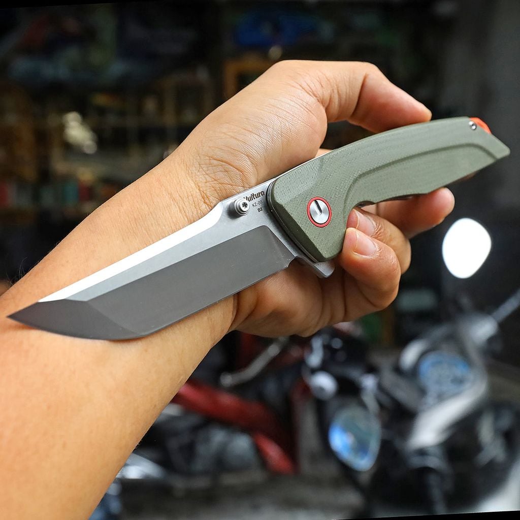 Vultura KZ-09 Kestrel Dao xếp EDC thép D2, ốp G10, lưỡi Tanto