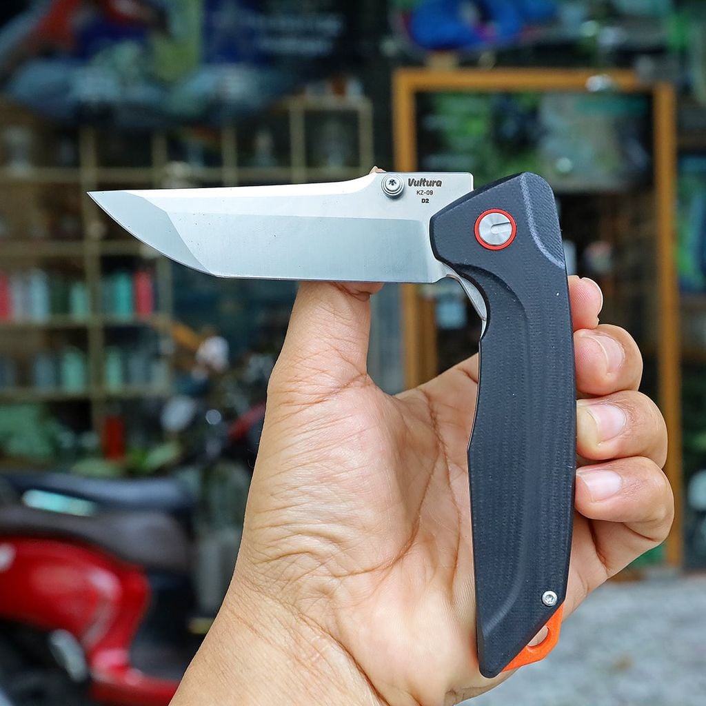 Vultura KZ-09 Kestrel Dao xếp EDC thép D2, ốp G10, lưỡi Tanto