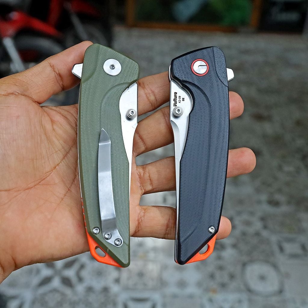 Vultura KZ-09 Kestrel Dao xếp EDC thép D2, ốp G10, lưỡi Tanto