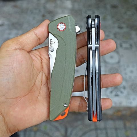 Vultura KZ-09 Kestrel Dao xếp EDC thép D2, ốp G10, lưỡi Tanto