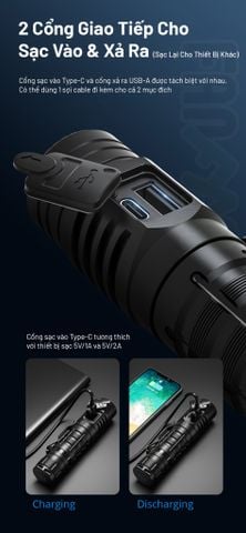 Wuben C2 đèn pin sạc dự phòng đa năng