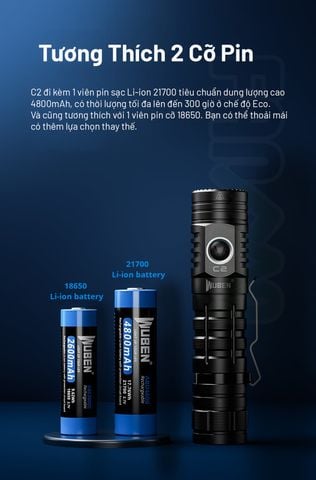 Wuben C2 đèn pin sạc dự phòng đa năng