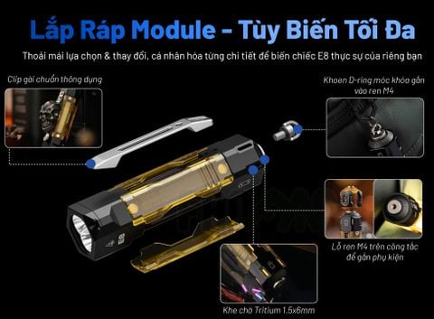 Wuben E8 đèn pin EDC bỏ túi 1300 lumens cao cấp