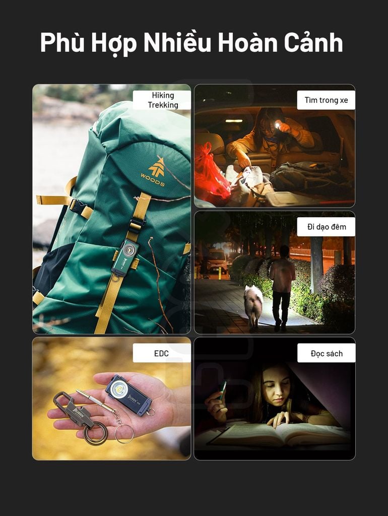 Wuben G2 đèn pin móc khóa nhỏ gọn 500LM pin sạc Type-C