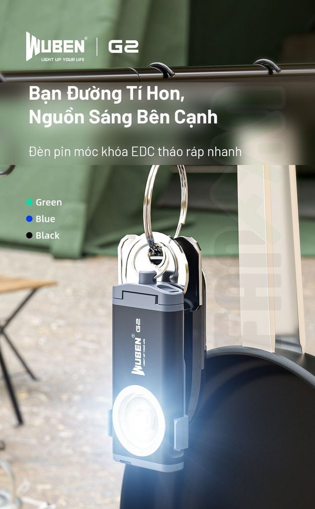 Wuben G2 đèn pin móc khóa nhỏ gọn 500LM pin sạc Type-C