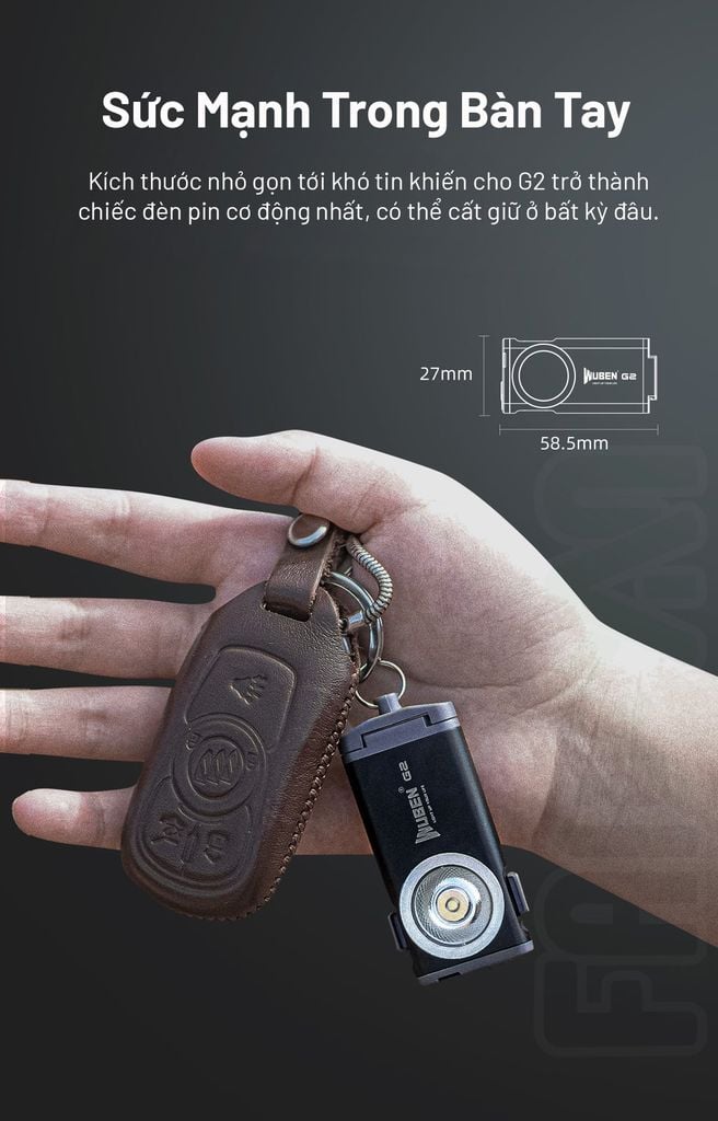 Wuben G2 đèn pin móc khóa nhỏ gọn 500LM pin sạc Type-C