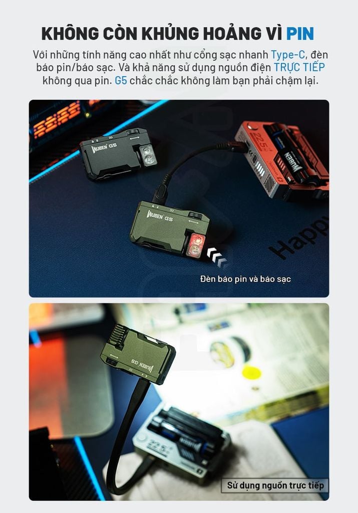 Wuben G5 đèn pin móc khóa xoay đầu đa năng