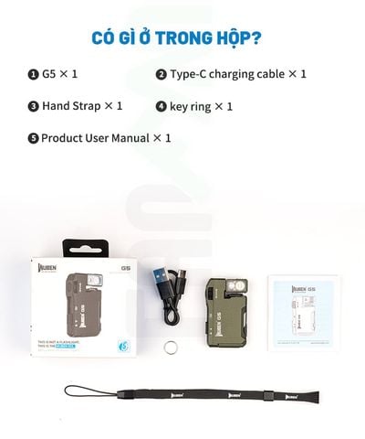 Wuben G5 đèn pin móc khóa xoay đầu đa năng