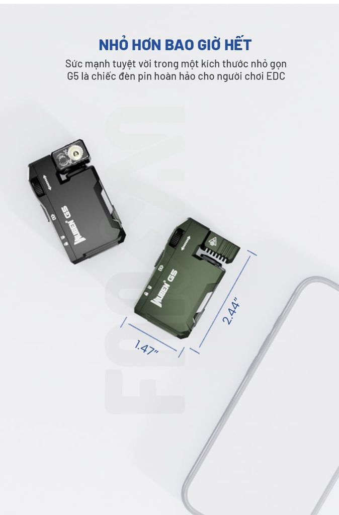 Wuben G5 đèn pin móc khóa xoay đầu đa năng