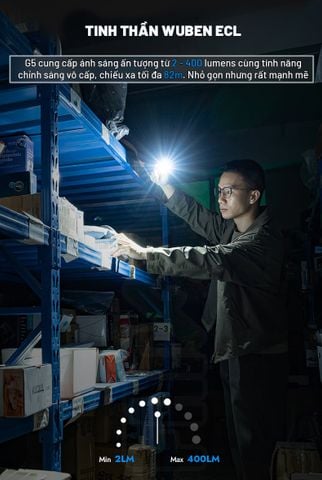 Wuben G5 đèn pin móc khóa xoay đầu đa năng