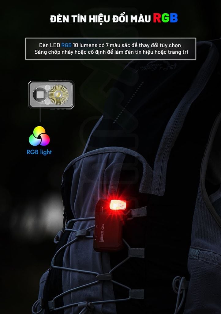 Wuben G5 đèn pin móc khóa xoay đầu đa năng