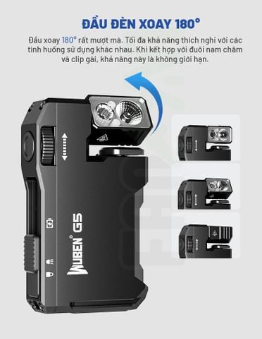 Wuben G5 đèn pin móc khóa xoay đầu đa năng