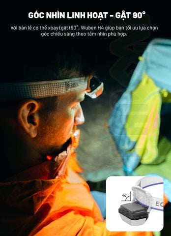 Wuben H4 Siêu đèn pin đội đầu chạy trail