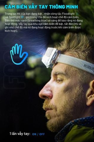 Wuben H4 Siêu đèn pin đội đầu chạy trail