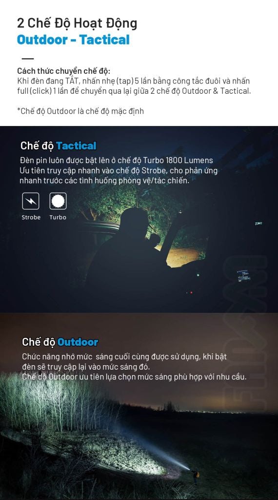 Wuben H8 đèn pin hiệu suất cao chiếu xa 1000m 1800LM (Deluxe kit)