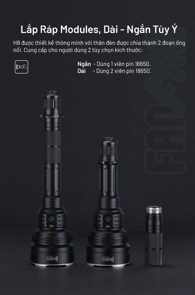 Wuben H8 đèn pin hiệu suất cao chiếu xa 1000m 1800LM (Deluxe kit)