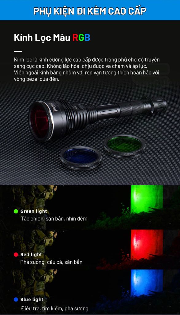 Wuben H8 đèn pin hiệu suất cao chiếu xa 1000m 1800LM (Deluxe kit)