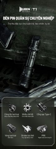 Wuben T1 Đèn pin Tactical tác chiến chuyên dụng