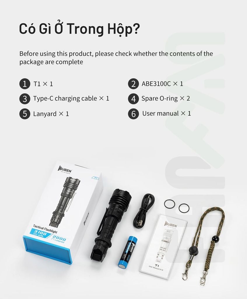Wuben T1 Đèn pin Tactical tác chiến chuyên dụng