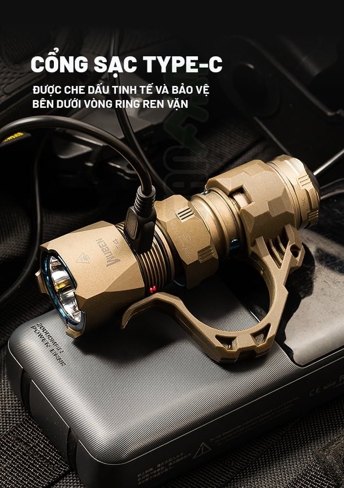 Wuben T4 đèn pin tác chiến Tactical nhỏ gọn (Tặng kèm Tac-ring)