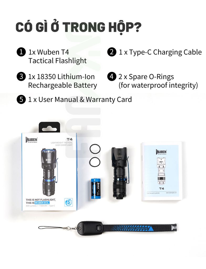 Wuben T4 đèn pin tác chiến Tactical nhỏ gọn (Tặng kèm Tac-ring)