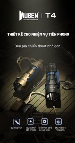 Wuben T4 đèn pin tác chiến Tactical nhỏ gọn (Tặng kèm Tac-ring)