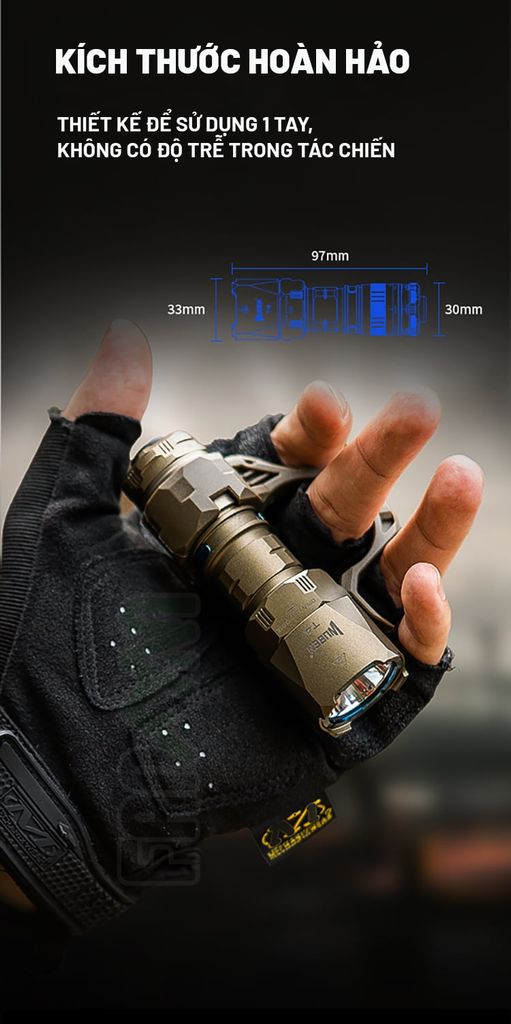 Wuben T4 đèn pin tác chiến Tactical nhỏ gọn (Tặng kèm Tac-ring)