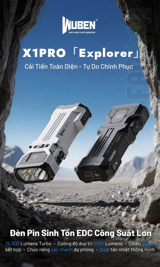 Wuben X1 Pro Đèn pin EDC công suất lớn 12,300Lumens