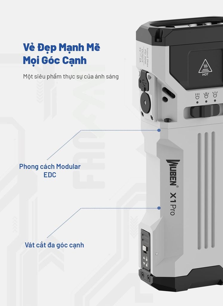 Wuben X1 Pro Đèn pin EDC công suất lớn 12,300Lumens