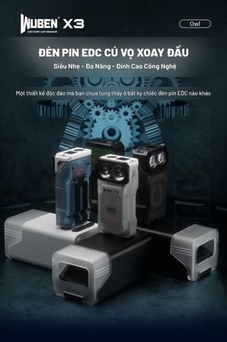 Wuben X3 Pro đèn pin EDC cú vọ xoay đầu đa năng kèm hộp sạc