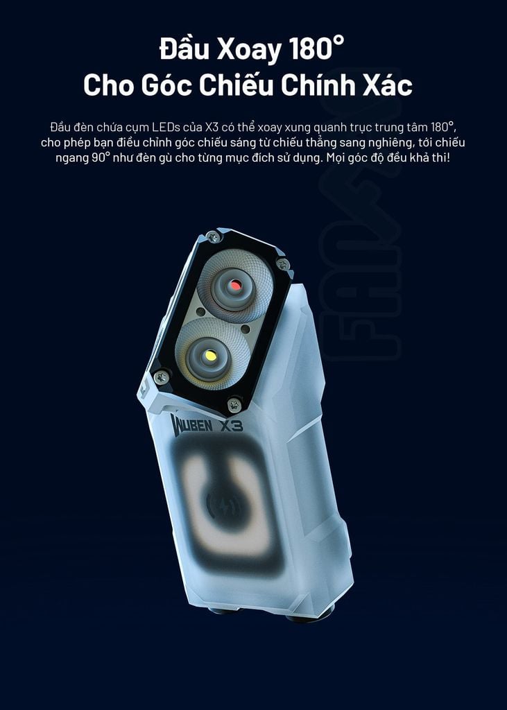 Wuben X3 Pro đèn pin EDC cú vọ xoay đầu đa năng kèm hộp sạc