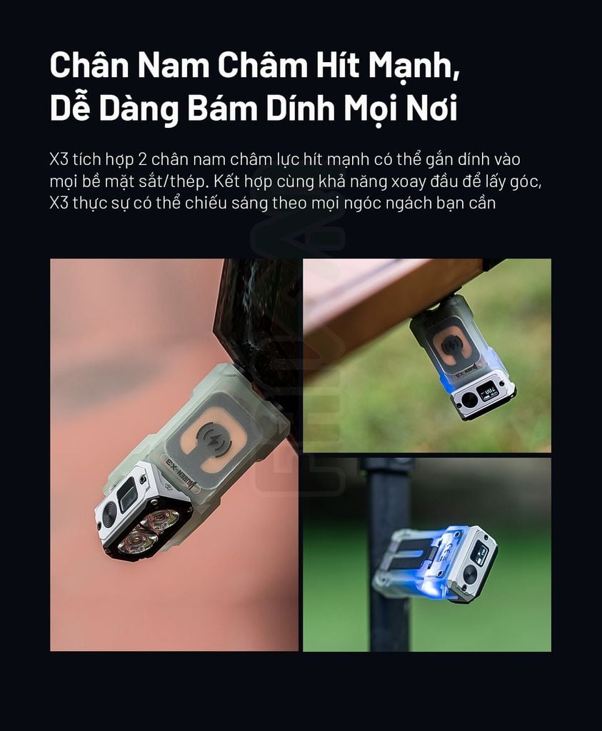 Wuben X3 Pro đèn pin EDC cú vọ xoay đầu đa năng kèm hộp sạc