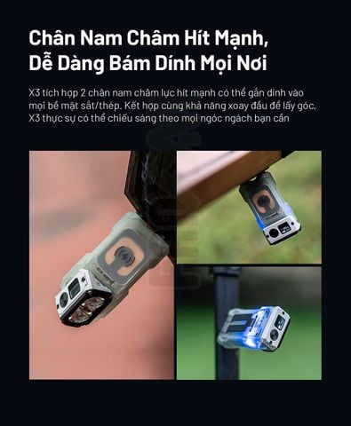 Wuben X3 Pro đèn pin EDC cú vọ xoay đầu đa năng kèm hộp sạc