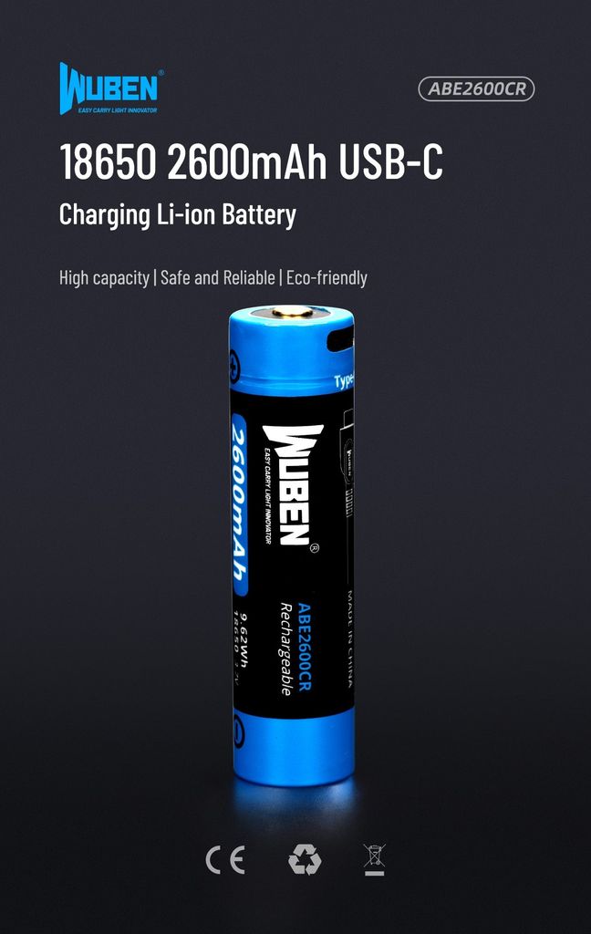 Pin sạc cỡ 18650 - 2600mAh/3400mAh Wuben ABE Series