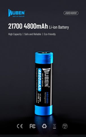 Pin sạc cỡ 21700 - 4800mAh Wuben ABD4800