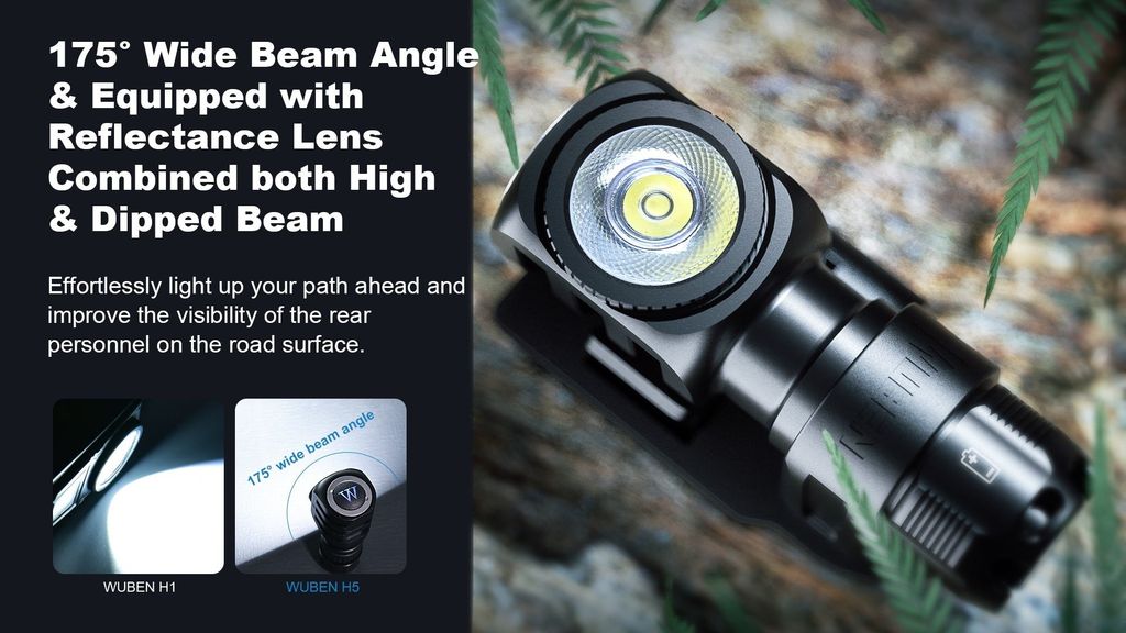 Wuben H5 Đèn đeo trán đa năng pin sạc 14500 thay được
