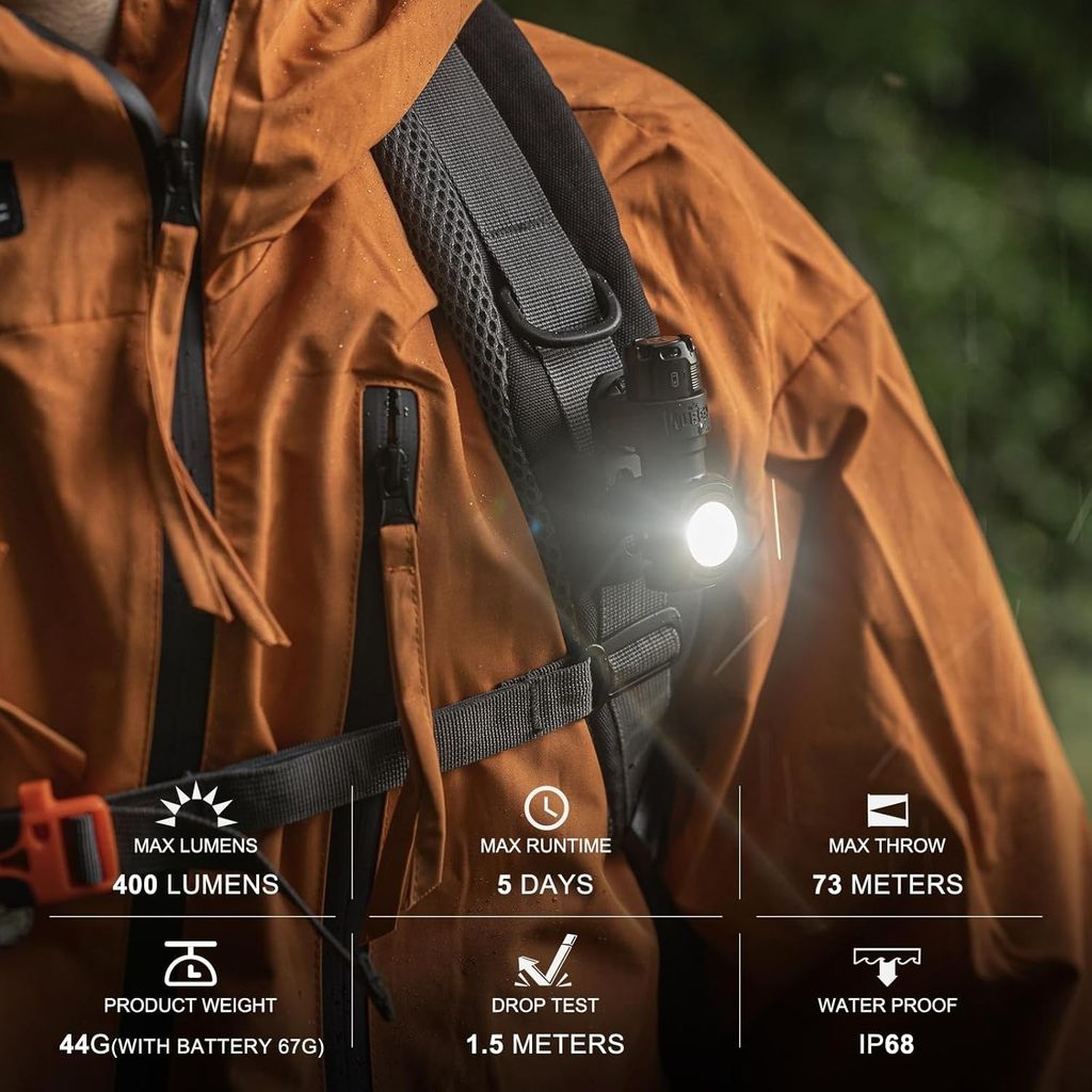 Wuben H5 Đèn đeo trán đa năng pin sạc 14500 thay được