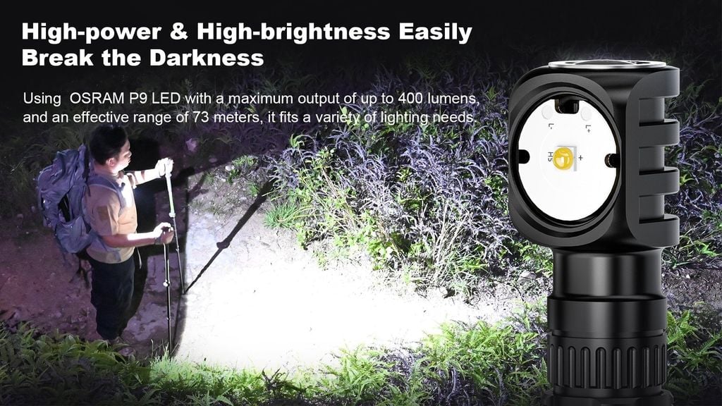 Wuben H5 Đèn đeo trán đa năng pin sạc 14500 thay được