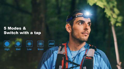 Wuben H5 Đèn đeo trán đa năng pin sạc 14500 thay được