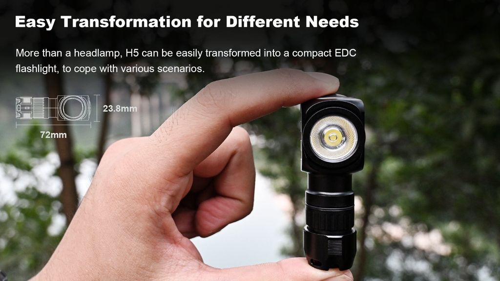 Wuben H5 Đèn đeo trán đa năng pin sạc 14500 thay được