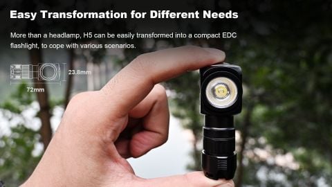 Wuben H5 Đèn đeo trán đa năng pin sạc 14500 thay được